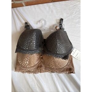 RENE ROFE NEW 38DD Bra Pink And Charcoal Lace Wire Light Padding Nordstrom NWT